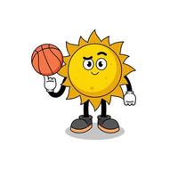 ilustración del sol como jugador de baloncesto vector