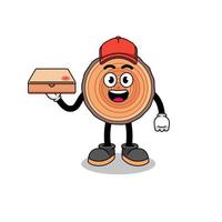 wood trunk illustration as a pizza deliveryman vector