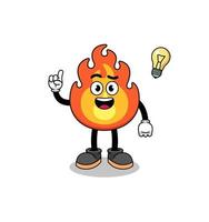 dibujos animados de fuego con una pose de idea vector