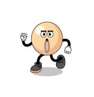 running soy bean mascot illustration vector