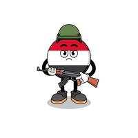 caricatura, de, yemen, bandera, soldado vector