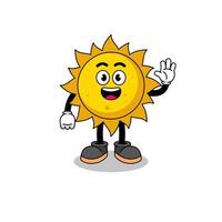 sun cartoon doing wave hand gesture vector