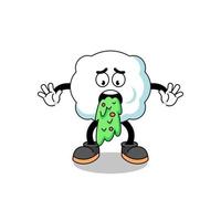 cloud mascot cartoon vomiting vector