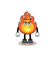 fire cartoon couple with shy pose vector