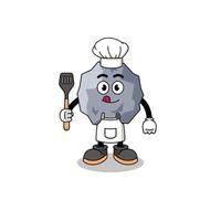 ilustración de la mascota del chef de piedra vector
