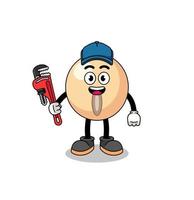 soy bean illustration cartoon as a plumber vector