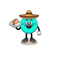 Character cartoon of medicine tablet as a mexican chef vector