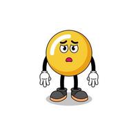 egg yolk cartoon illustration with sad face vector