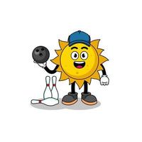 Mascot of sun as a bowling player vector