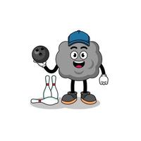 Mascot of dark cloud as a bowling player vector