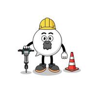 caricatura del personaje de la burbuja del habla trabajando en la construcción de carreteras vector