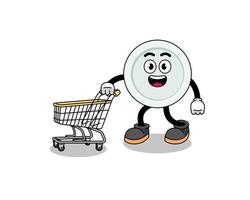 Cartoon of plate holding a shopping trolley vector