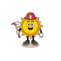 Cartoon mascot of sun firefighter vector