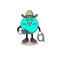 Character mascot of medicine tablet as a cowboy vector