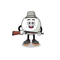 Cartoon Illustration of rice ball hunter vector