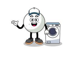 rice ball illustration as a laundry man vector