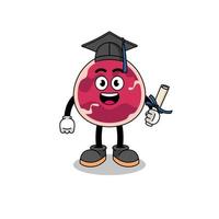 meat mascot with graduation pose vector