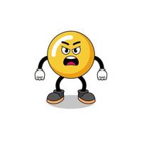 egg yolk cartoon illustration with angry expression vector