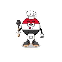 ilustración de la mascota del chef de la bandera de yemen vector