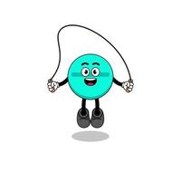 medicine tablet mascot cartoon is playing skipping rope vector