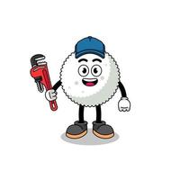 rice ball illustration cartoon as a plumber vector