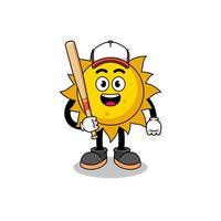 sun mascot cartoon as a baseball player vector