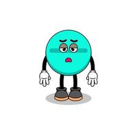 medicine tablet cartoon with fatigue gesture vector