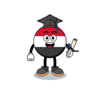 yemen flag mascot with graduation pose vector