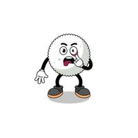 Character Illustration of rice ball with tongue sticking out vector