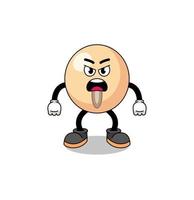 soy bean cartoon illustration with angry expression vector