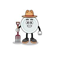 Cartoon mascot of plate farmer vector