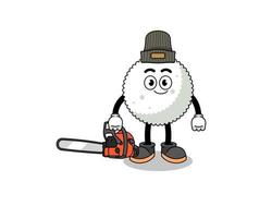 rice ball illustration cartoon as a lumberjack vector