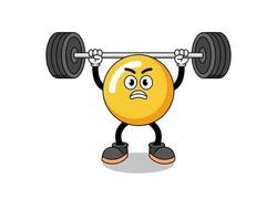 egg yolk mascot cartoon lifting a barbell vector