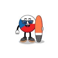 Mascot cartoon of czech republic as a surfer vector