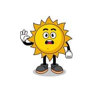 sun cartoon illustration doing stop hand vector