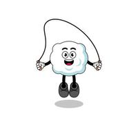 cloud mascot cartoon is playing skipping rope vector