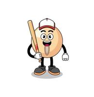 caricatura de mascota de frijol de soya como jugador de béisbol vector