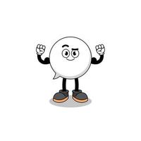 Mascot cartoon of speech bubble posing with muscle vector