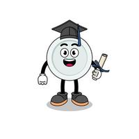 plate mascot with graduation pose vector