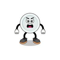plate cartoon illustration with angry expression vector