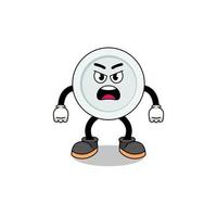 plate cartoon illustration with angry expression vector