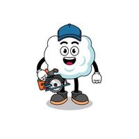 Cartoon Illustration of cloud as a woodworker vector