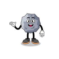 stone cartoon with welcome pose vector