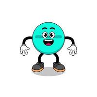 medicine tablet cartoon with surprised gesture vector