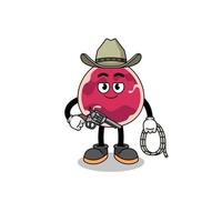 Character mascot of meat as a cowboy vector