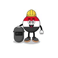 Mascot of yemen flag as a welder vector