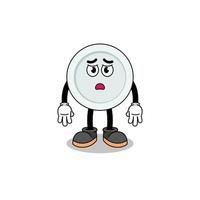 plate cartoon illustration with sad face vector