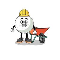 rice ball cartoon as a contractor vector