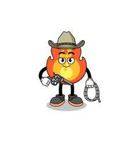 Character mascot of fire as a cowboy vector