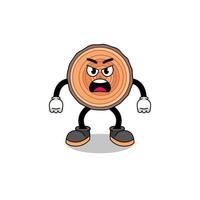 wood trunk cartoon illustration with angry expression vector